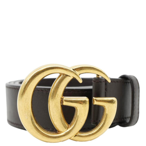 GUCCI GG Buckle Marmont Thin Leather Belt  Black 414516 Size 75/30