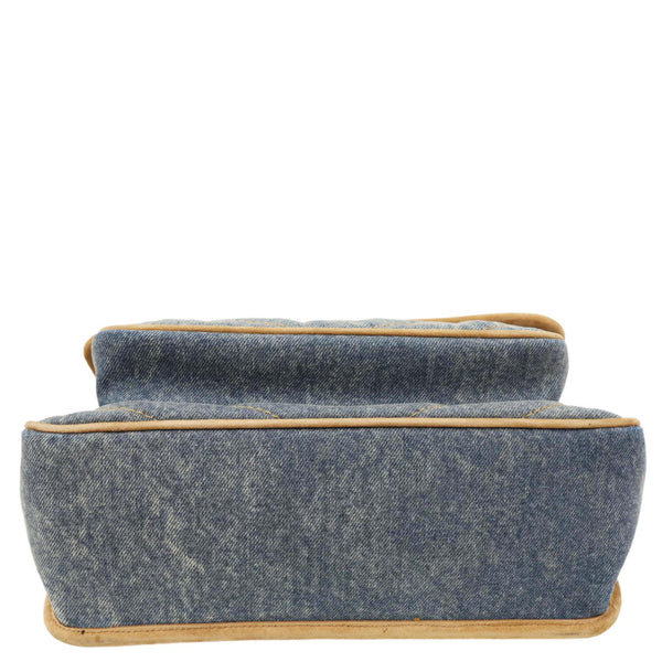 YVES SAINT LAURENT Signature Niki Medium Denim Chain Crossbody Bag Blue