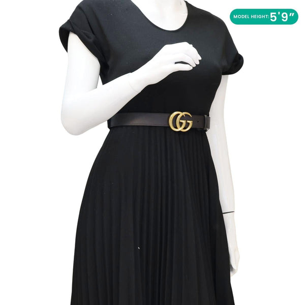 GUCCI GG Buckle Marmont Thin Leather Belt Black 414516 Size 75/30