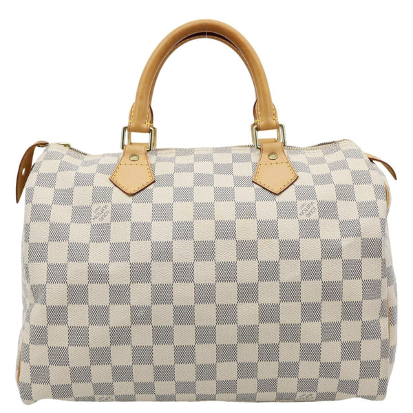 LOUIS VUITTON Speedy 30 Damier Azur Satchel Bag White