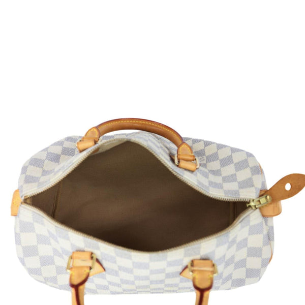 LOUIS VUITTON Speedy 30 Damier Azur Satchel Bag White