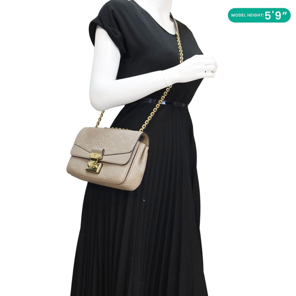 LOUIS VUITTON Marceau PM Beige Monogram Empreinte Leather Shoulder Bag - Model Wearing