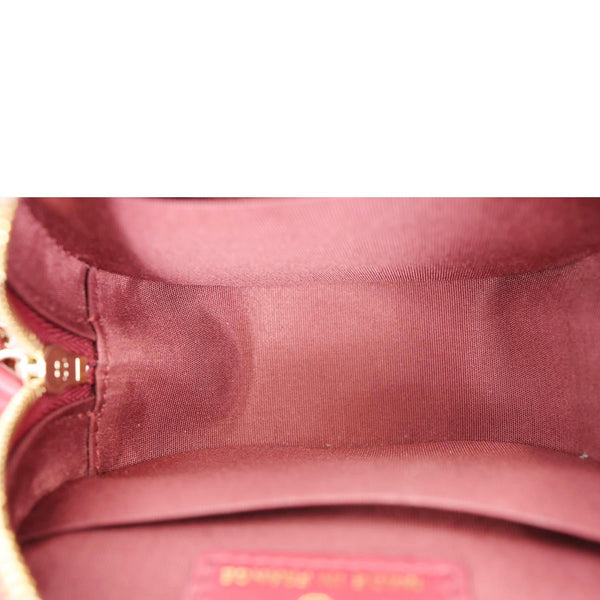 CHANEL Round Chevron Shearling Clutch With Chain Crossbody Bag Burgundy