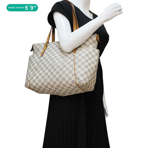 LOUIS VUITTON Totally MM Damier Azur Shoulder Bag White