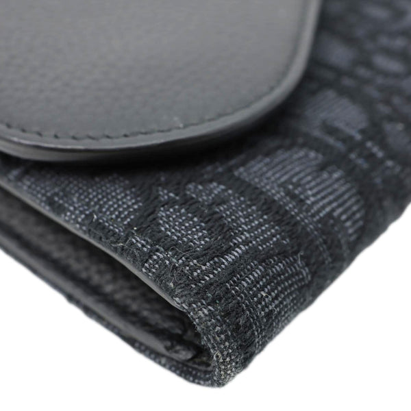 CHRISTIAN DIOR Saddle Oblique Jacquard Leather Wallet Black