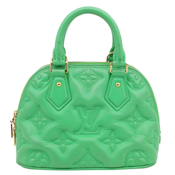 LOUIS VUITTON Alma Soft BB Bubblegram Quilted Leather Satchel Crossbody Bag Green