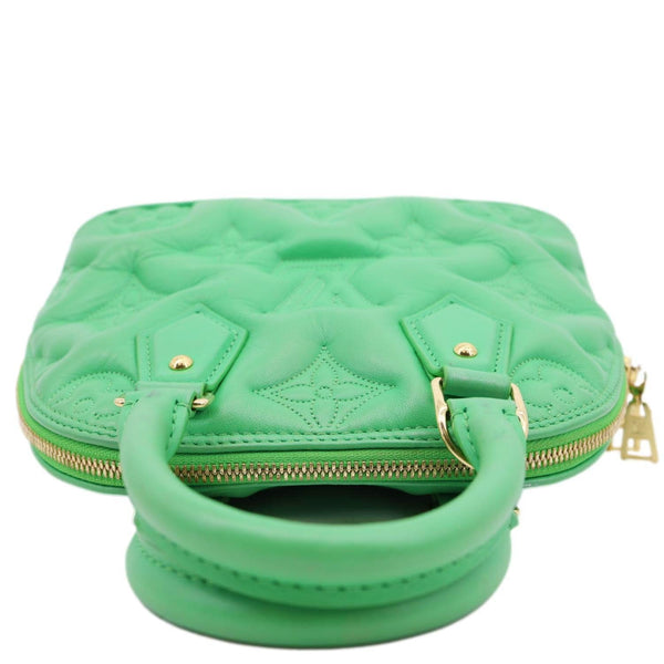 LOUIS VUITTON Alma Soft BB Bubblegram Quilted Leather Satchel Crossbody Bag Green