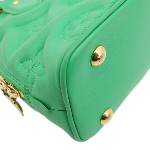 LOUIS VUITTON Alma Soft BB Bubblegram Quilted Leather Satchel Crossbody Bag Green