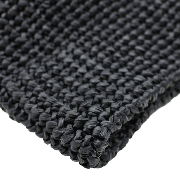 PRADA Embroidered Logo Yarn Crochet Tote Bag Black