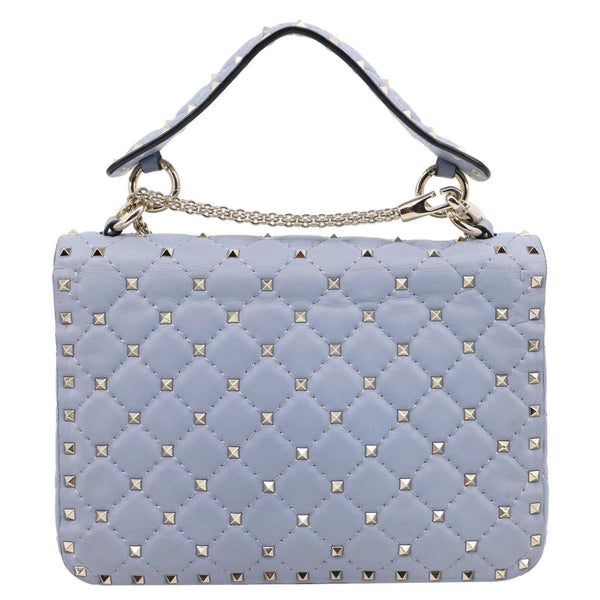 VALENTINO Rockstud Spike Medium Quilted Leather Shoulder Bag Light Blue