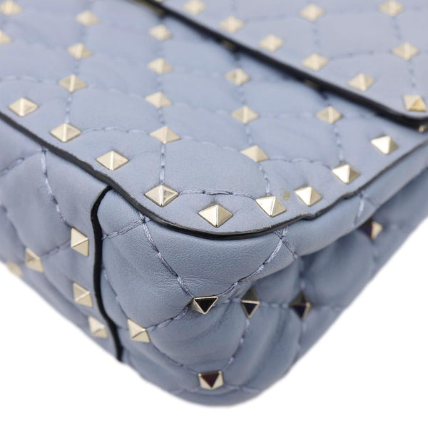 VALENTINO Rockstud Spike Medium Quilted Leather Shoulder Bag Light Blue