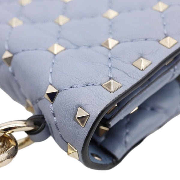 VALENTINO Rockstud Spike Medium Quilted Leather Shoulder Bag Light Blue