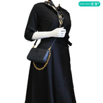 MCM Aren Embossed Maxi Monogram Leather Chain Crossbody Bag Black