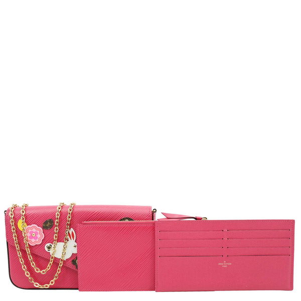 LOUIS VUITTON Felicie Pochette Easter Bunny Epi Leather Crossbody Bag Red