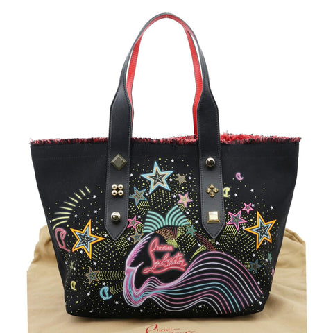 CHRISTIAN LOUBOUTIN Frangibus Starlight Canvas Tote Bag Black