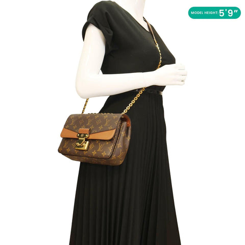 LOUIS VUITTON Marceau Monogram Canvas Chain Shoulder Bag Caramel