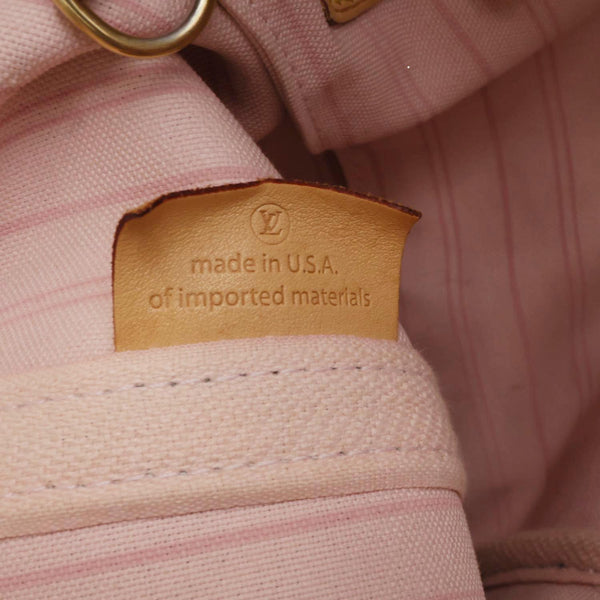 LOUIS VUITTON Neverfull MM Damier Azur Tote Shoulder Bag Rose Ballerine