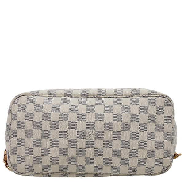 LOUIS VUITTON Neverfull MM Damier Azur Tote Shoulder Bag Rose Ballerine