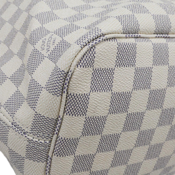 LOUIS VUITTON Neverfull MM Damier Azur Tote Shoulder Bag Rose Ballerine