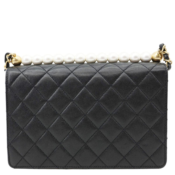 CHANEL Chic Pearls Flap Small Quilted Leather Shoulder Bag Black