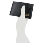 GUCCI Logo Print Leather Card Holder Black 547596