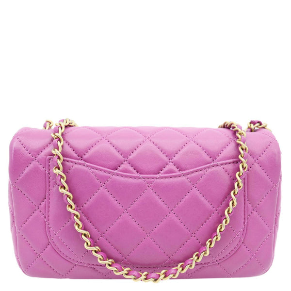 CHANEL Pearl Crush Mini Rectangular Flap Quilted Leather Crossbody Bag Magenta