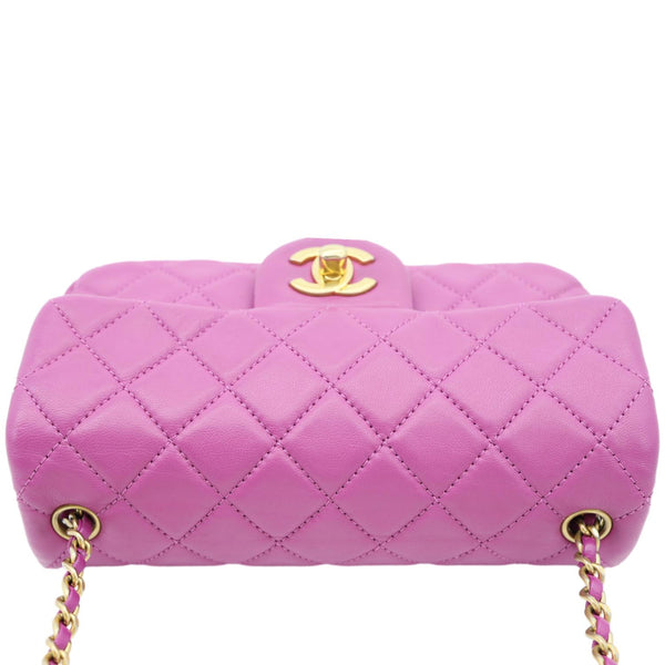 CHANEL Pearl Crush Mini Rectangular Flap Quilted Leather Crossbody Bag Magenta