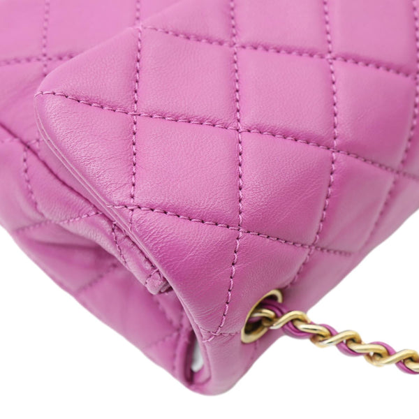CHANEL Pearl Crush Mini Rectangular Flap Quilted Leather Crossbody Bag Magenta