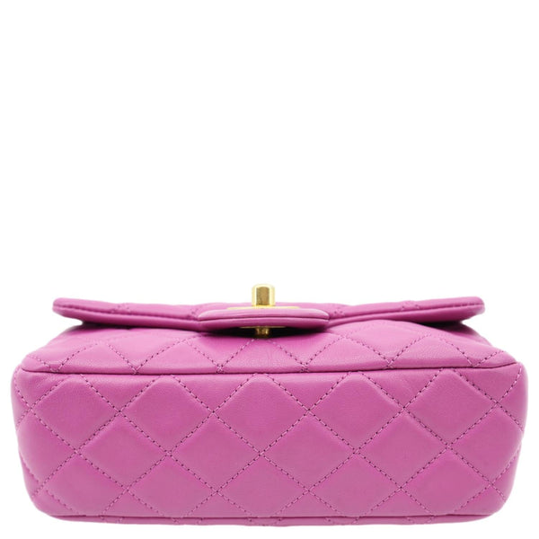 CHANEL Pearl Crush Mini Rectangular Flap Quilted Leather Crossbody Bag Magenta