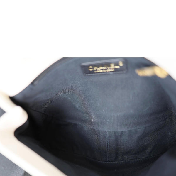 CHANEL Pearl Side Flap Quilted Leather Crossbody Bag White