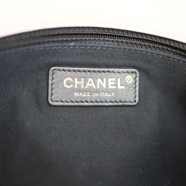 CHANEL Pearl Side Flap Quilted Leather Crossbody Bag White