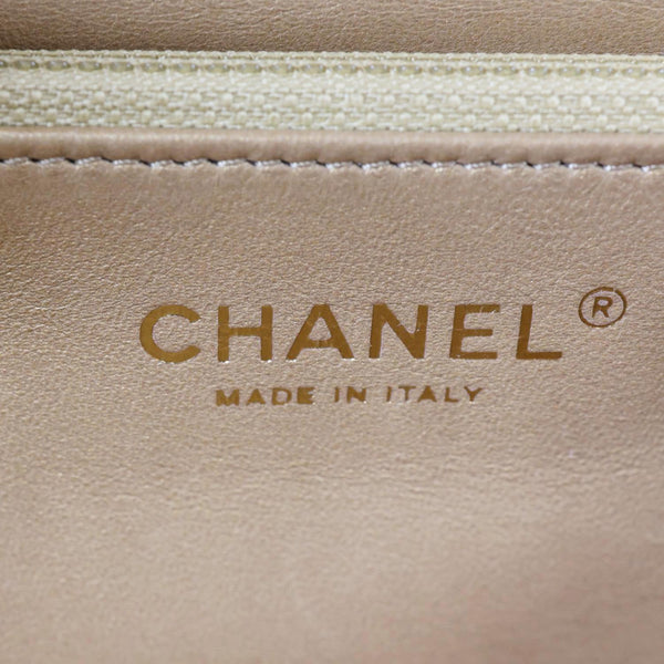 CHANEL Chic Pearls Flap Small Quilted Leather Shoulder Bag Beige