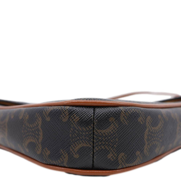 CELINE Triangle Triomphe Canvas Crossbody Bag Tan