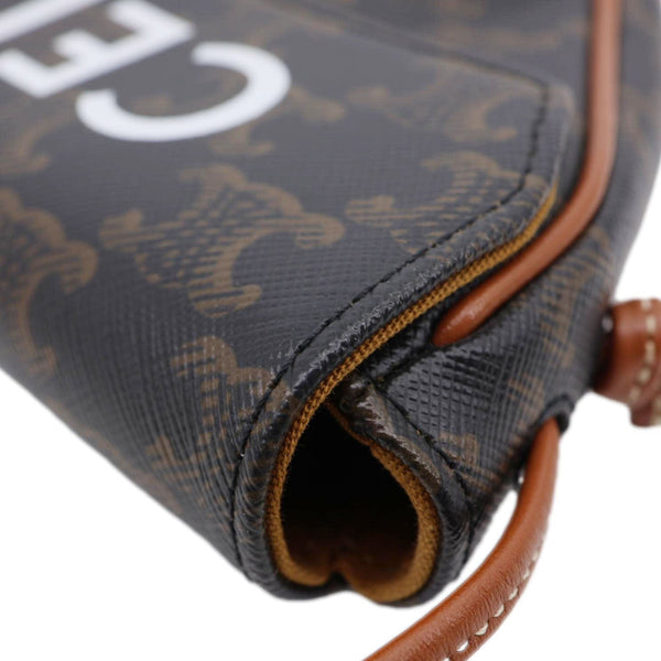 CELINE Triangle Triomphe Canvas Crossbody Bag Tan