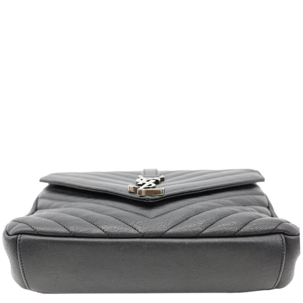 YVES SAINT LAURENT College Flap Medium Classic Chevron Leather Shoulder Bag Black