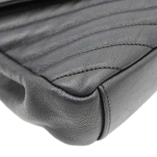 YVES SAINT LAURENT College Flap Medium Classic Chevron Leather Shoulder Bag Black