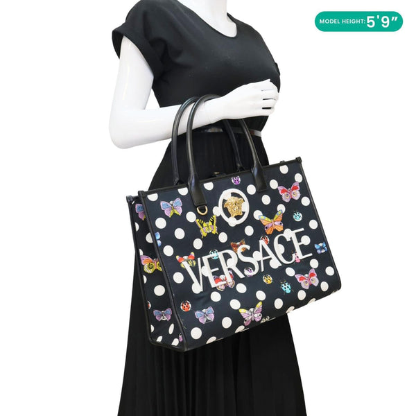VERSACE x Dua Lipa Butterflies Canvas Tote Bag Black