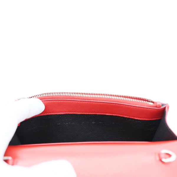 YVES SAINT LAURENT Kate Tassel Crocodile Embossed Leather Crossbody Bag Red