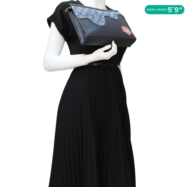 LOUIS VUITTON X NIGO Voyage MM Denim Drip Pochette Navy Blue