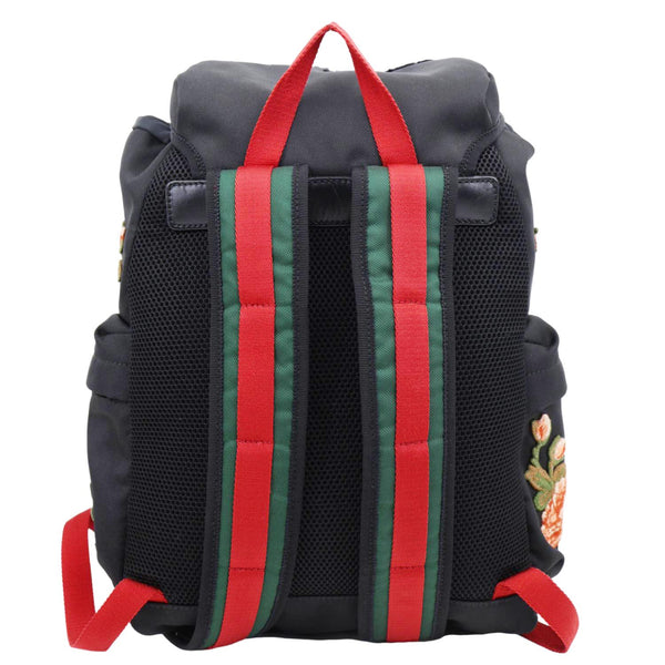 GUCCI L'Aveugle Par Amour Embroidered Techno Web Canvas Backpack Black 478327