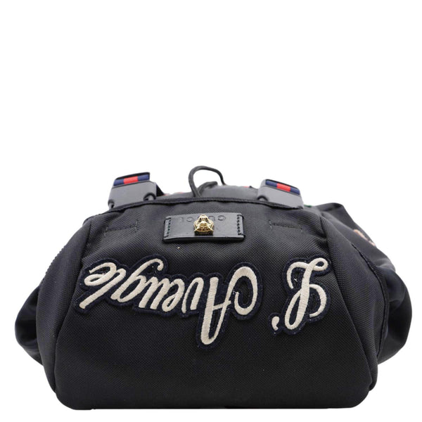 GUCCI L'Aveugle Par Amour Embroidered Techno Web Canvas Backpack Black 478327