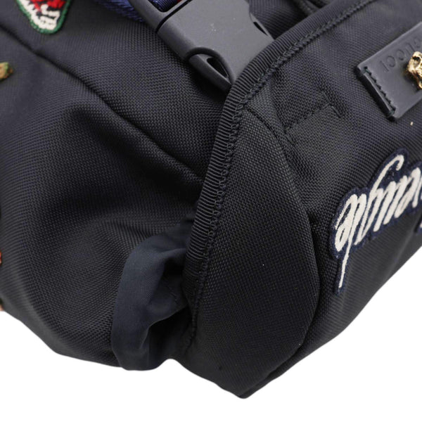 GUCCI L'Aveugle Par Amour Embroidered Techno Web Canvas Backpack Black 478327