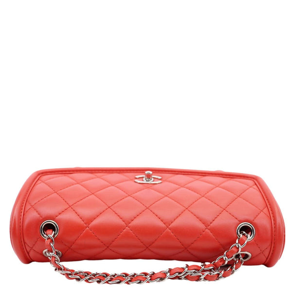 CHANEL Geometric Flap Large Lambskin Quilted Leather Crossbody Bag Red