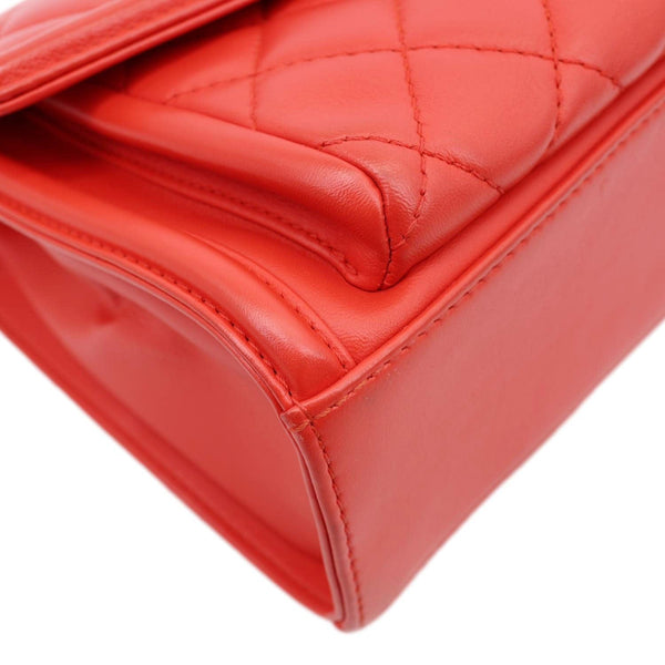 CHANEL Geometric Flap Large Lambskin Quilted Leather Crossbody Bag Red