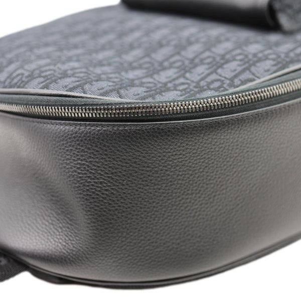 CHRISTIAN DIOR Saddle Oblique Jacquard Canvas Zip Backpack Black