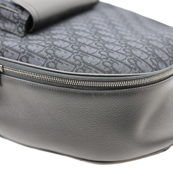 CHRISTIAN DIOR Saddle Oblique Jacquard Canvas Zip Backpack Black