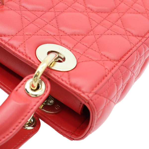 CHRISTIAN DIOR Lady Dior My ABCDior Small Cannage Leather Shoulder Bag Red