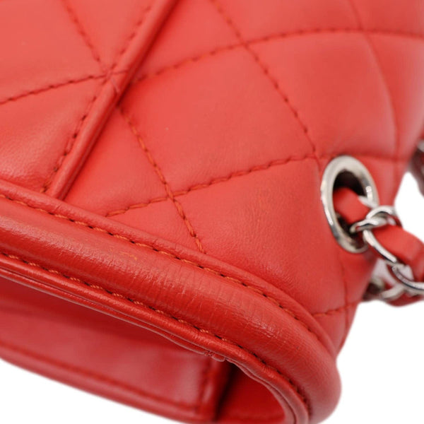CHANEL Geometric Flap Large Lambskin Quilted Leather Crossbody Bag Red