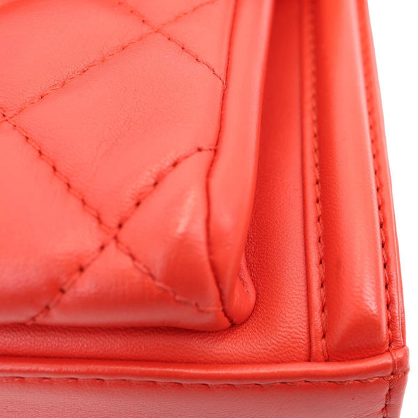CHANEL Geometric Flap Large Lambskin Quilted Leather Crossbody Bag Red
