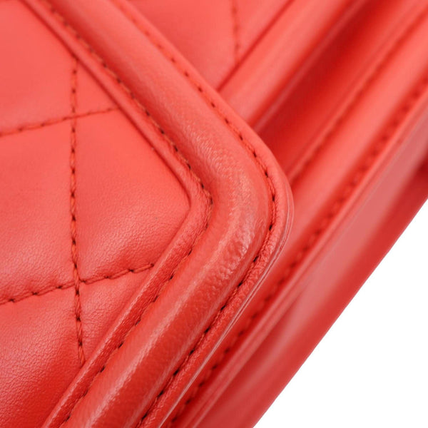 CHANEL Geometric Flap Large Lambskin Quilted Leather Crossbody Bag Red